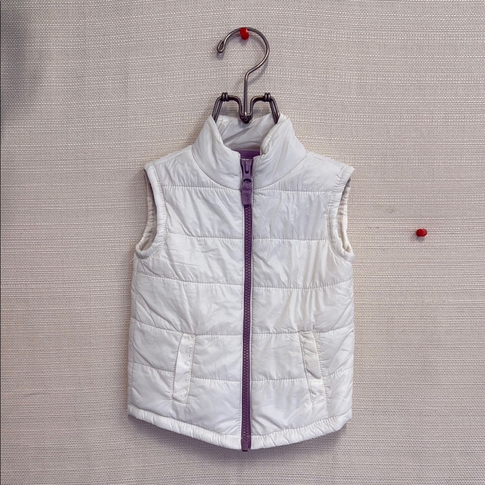 Carter's Cream Puffer Vest with Purple Zipper